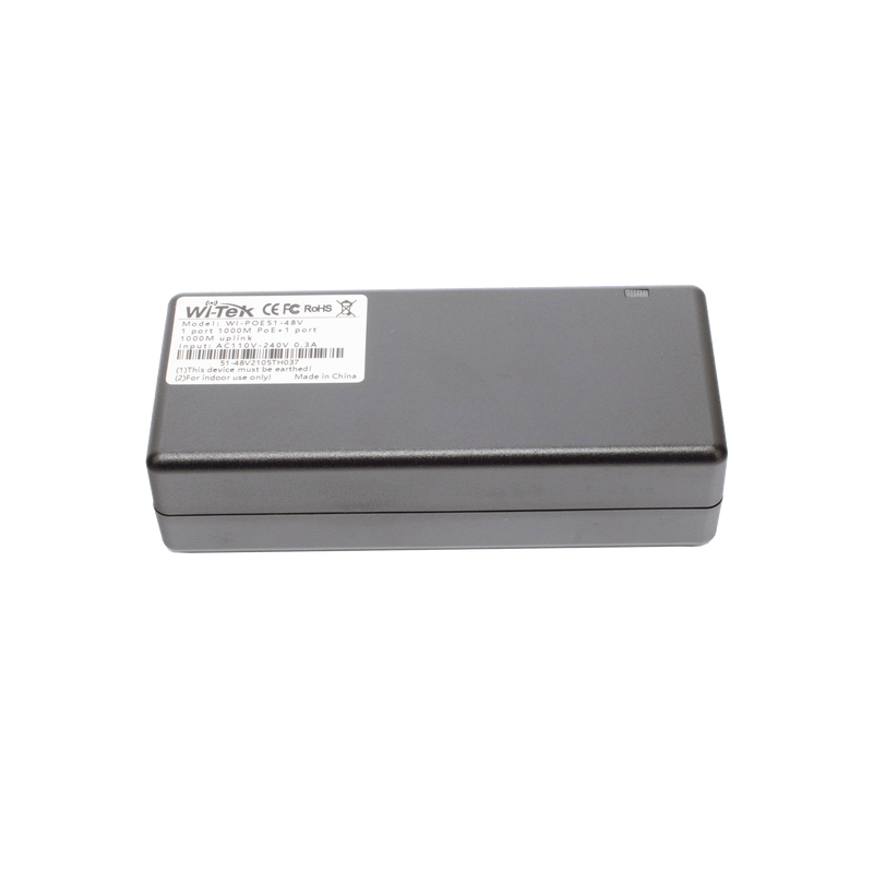 WI-POE51-48V Inyector PoE 30W / PoE 802.3 af/at / 48V / Conexión plug and play / Alcance de hasta 100 metros / Aplicaciones CCTV