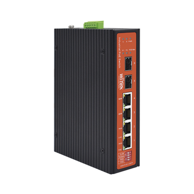 Switch Industrial PoE++ y pasivo de 24V / No administrable con 4 puertos Gigabit + 2 SFP / Presupuesto máx 180 W / Watchdog