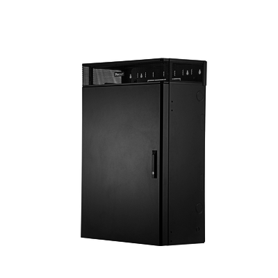 Gabinete de Montaje en Pared TrueEdge™, Con 6 UR para Equipo Activo y 6 UR para Paneles de Parcheo, Fabricado en Acero, Color Negro - Toer