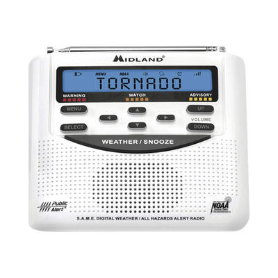 Radio de Alertas Meteorológicas WR120 / 7 Canales NOAA / Tecnología S.A.M.E. / Alerta por Voz y Sirena 90dB / Backup de Baterías