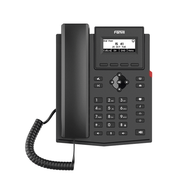 X301P Teléfono IP empresarial para 2 lineas SIP con pantalla LCD, Códec Opus, conferencia de 3 vías, PoE.