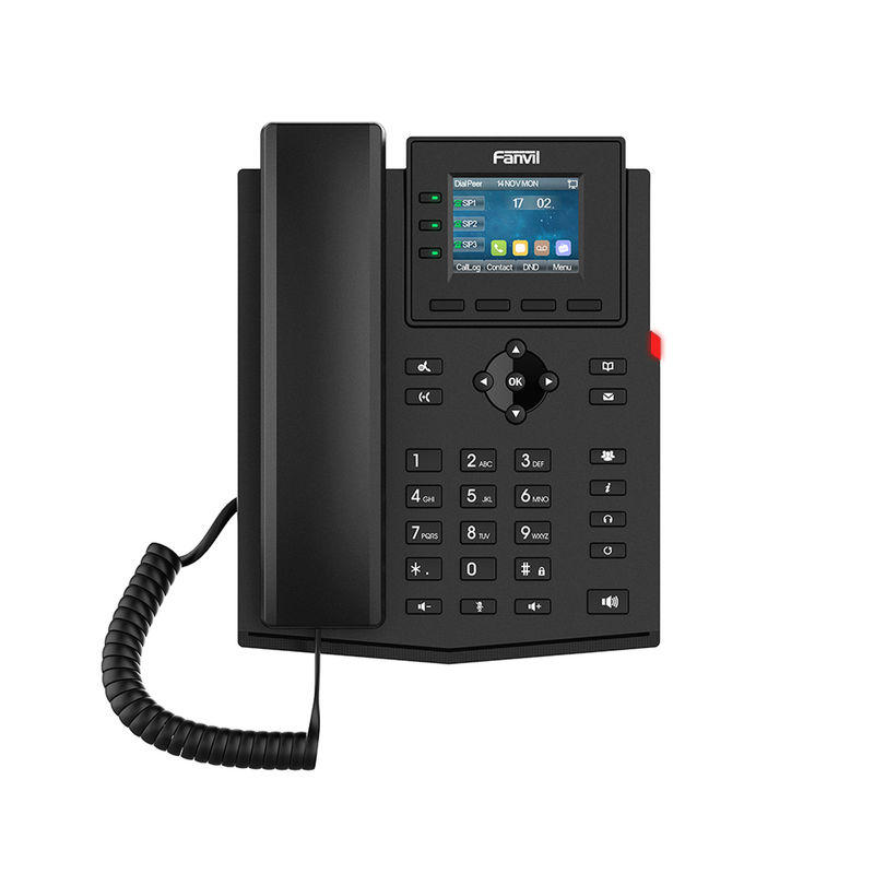 X303-2W Teléfono 2 Hilos para switch PN8 y PN24 /empresarial para 4 líneas SIP con pantalla LCD de 2.4 pulgadas a color, Opus y conferencia de 6 vías, PoE.