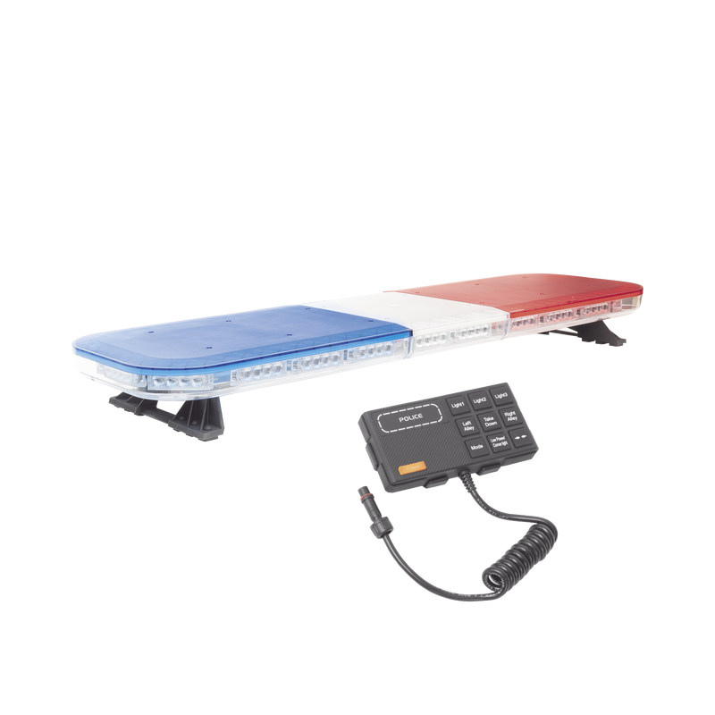 X67RB Barra de luces de 47 rojo/azul, 88 LED, con control de tráfico en color rojo/azul, ideal para equipar unidades de seguridad pública