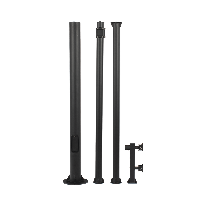 Poste Seccionado de 6 Metros / Tubos Mas Gruesos / Especializado para la Instalación de Videovigilancia / Incluye Base de Cimentación y Brazo para Cámara PTZ / Color Negro