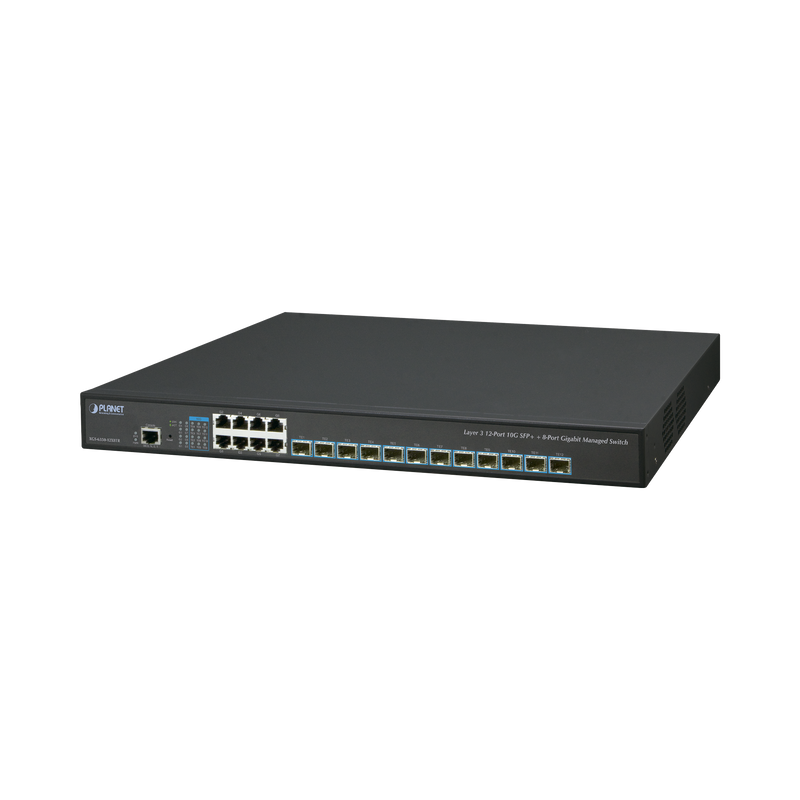 XGS-6350-12X8TR Switch Administrable Capa 3, 12 Puertos SFP de 10G, 8 Puertos 10/100/1000T, Con Alimentación Redundante (2 Fuentes de Alimentación AC).