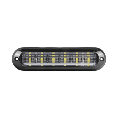 Luz Auxiliar Ultra Brillante  IP67 de 6 LEDs, Color Rojo/Azul, con mica transparente y bisel negro - Toer