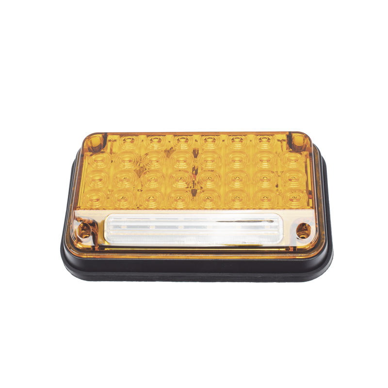 XLTE2335A Luz de Advertencia de 7X4, Color Ambar, Con Luz de Trabajo, Ideal para Ambulancias