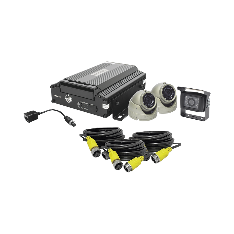 XMR401NHDSKIT KIT DVR PARA VEHICULO /  INCLUYE /  CÁMARAS PARA INTERIOR /  CÁMARA PARA EXTERIOR, / 2MP AHD /  CABLES EXTENSORES / ADAPTADOR LAN.
