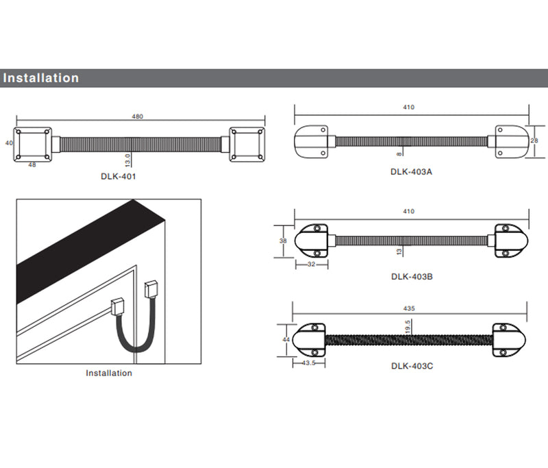 YLI DLK401 - Pasacable para Puertas / Protección de cableado en instalaciones de Cerraduras Magnéticas, Eléctricas y Control de Acceso en General