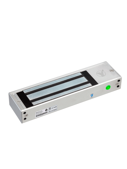 YLI YM750NTLED - Cerradura Magnética 750 kg o 1500 Lb de Fuerza de Sujeción / Indicador Led / Uso Interior / Retardo de tiempo / Voltaje Dual 12v/24 VDC / Compatible con Soporte MBK750ZL