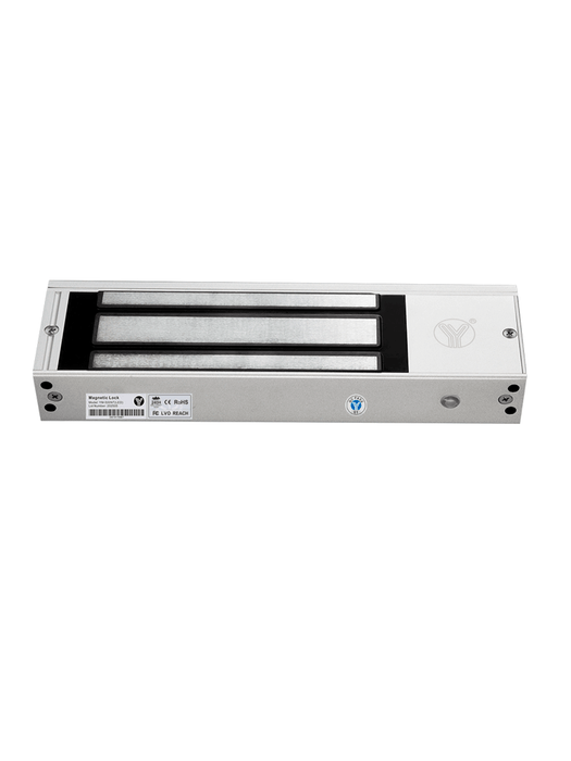 YLI YM750NTLED - Cerradura Magnética 750 kg o 1500 Lb de Fuerza de Sujeción / Indicador Led / Uso Interior / Retardo de tiempo / Voltaje Dual 12v/24 VDC / Compatible con Soporte MBK750ZL