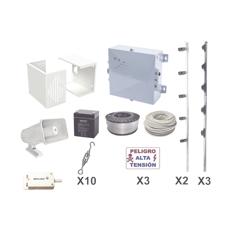 YPROKIT25F KIT ESENCIAL PARA 25Mts PERIMETRALES DE CERCO ELÉCTRICO PARA PROTECCIÓN DE ROBOS EN CASAS, NEGOCIOS, BODEGAS,ETC.