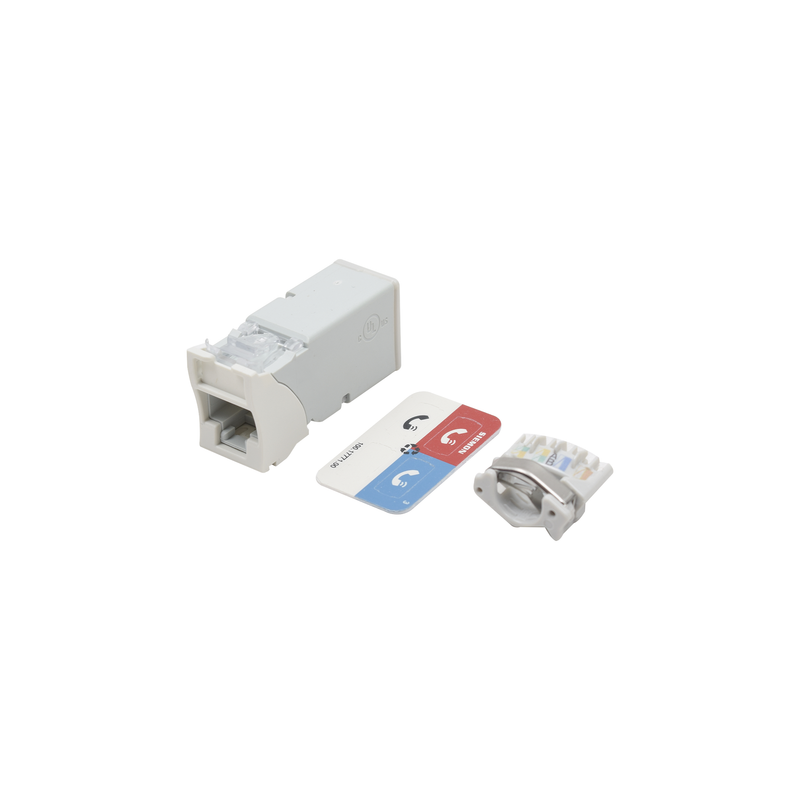 Z6A-02B Jack Z-MAX Cat6A, UTP, Montaje híbrido en Placa de Pared (Plano y Angulado), Color Blanco, Versión Bulk (Sin Empaque Individual)
