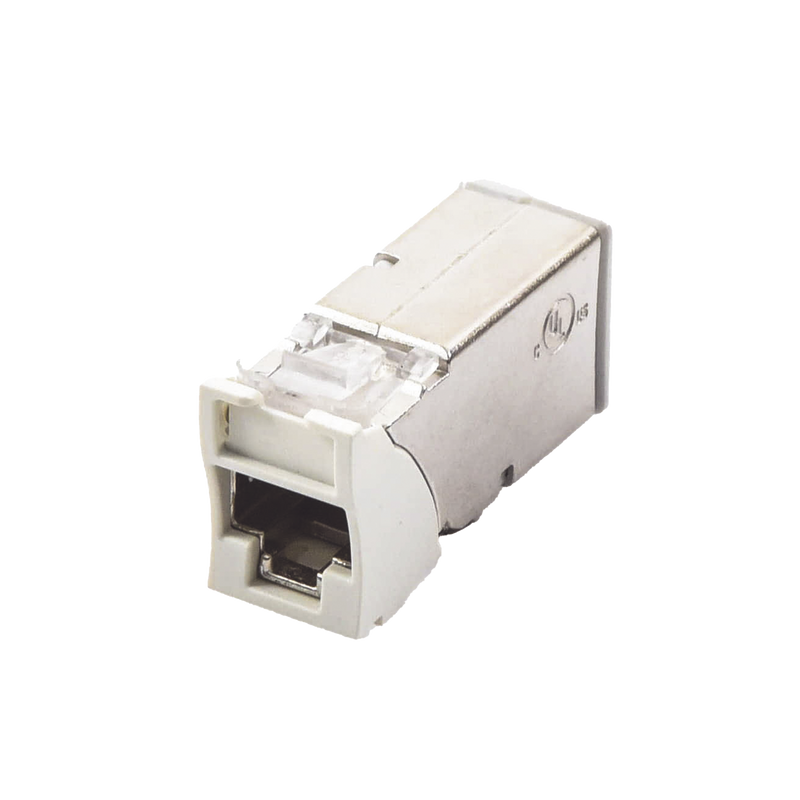 Z6A-S02B Jack Z-MAX Cat6A, Blindado, Montaje híbrido en Placa de Pared (Plano y Angulado), Color Blanco, Versión Bulk (Sin Empaque Individual)