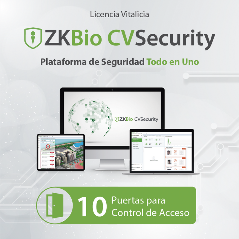 ZKCVACP10 Licencia para ZKBio CVsecurity permite gestionar hasta 10 puertas para control de acceso