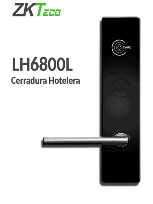 ZKTECO LH6800L- Cerradura Izquierda para Hotel con Tecnología MIFARE 13.56 MHz, Compatible con Puertas de 35 a 45 mm de Grosor, Fabricada en Aleación de Zinc, Capacidad de Registro de 224 Eventos