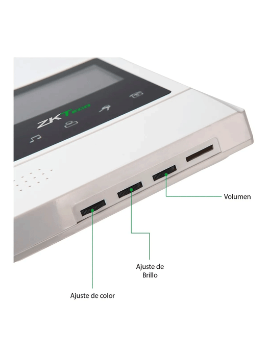 ZKTECO VDPIB4 - Monitor LCD de 4.3 pulgadas para Videoportero Analógico / Conexión mediante 4 Hilos / Resolución 480*272 píxeles / Imagen Nítida / Botón de No Molestar