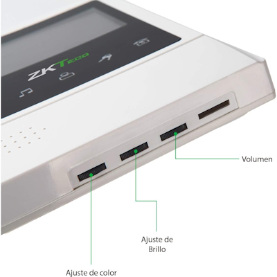 ZKTECO VDP04B4 Kit - Kit de Videoportero Analógico / Monitor de 4.3 Pulgadas / Frente de Calle con cámara de 1 MP / Ángulo de Visión 80° / Conexión hasta 4 monitores