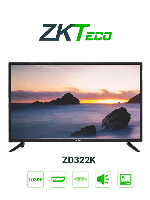 ZKTECO ZD322K - Pantalla LED FHD Profesional de 32 pulgadas / Resolución 1920 x 1080 / 1 Entrada de video HDMI y 1 VGA / Altavoces Incorporados / Ángulo de Visión Horizontal 170° /  Detección Automática de Señal