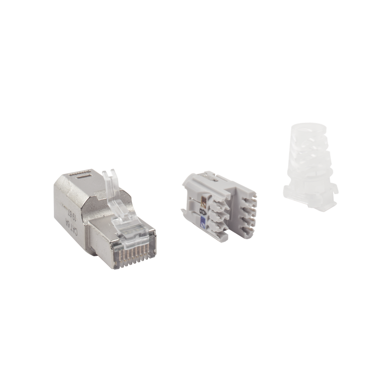 ZP1-6AS-00S Plug RJ45 Cat6A Blindado, Terminación en Campo, Compatible con Todas las Categorías, Sin Clip Protector de Seguro