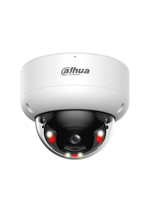 DAHUA DH-IPC-HDBW3249EP-AS-IL-0280B Cámara IP Domo Antivandálica de2MP/WizSense / Xinghan/SMD 4.0/IA SSA/ Iluminador dual inteligente/ AcuPick/ 2.8mm/ 100°/IR, luz cálida 40m/Micrófono incorporado/IP67/IK10/ E&S de Alarma y Audio/ Ranura MicroSD/