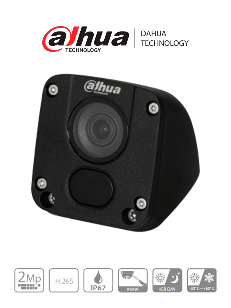 DAHUA DH-IPC-MW1230DN-HM12 - Cámara móvil IP, Tipo: cubo, Resolución: 1080p, Lente de 2.8mm, Apertura de 115°, IR de 30 metros, Grado de protección IP67, Material metálico