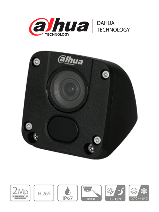 DAHUA DH-IPC-MW1230DN-HM12 - Cámara móvil IP, Tipo: cubo, Resolución: 1080p, Lente de 2.8mm, Apertura de 115°, IR de 30 metros, Grado de protección IP67, Material metálico