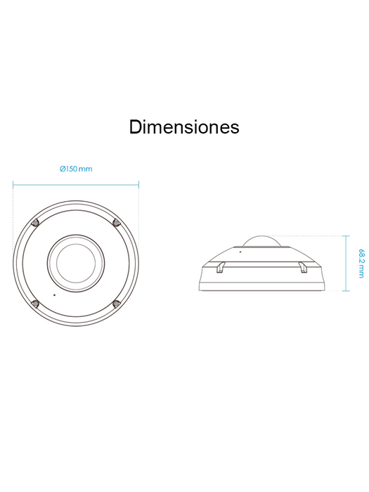 VIVOTEK FE9380-HV - Cámara IP fisheye exterior 5 MP, H.265, panorámica 360º, Smart IR 10m, WDR Pro, micrófono integrado, IP66/IK10, ciberseguridad Trend Micro, Smart Stream III, visión SNV, NDAA, ONVIF