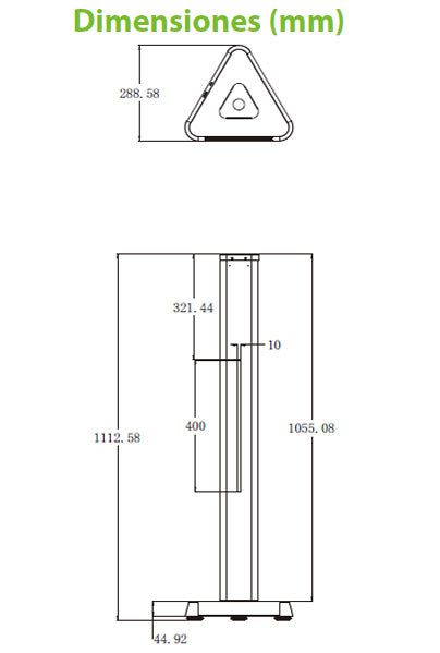 ZKTECO FMB04 - Soporte de Pedestal para Interior / Compatible con Equipos De Medición De Temperatura y Serie Visible Light ZKTeco / Dimensiones 321x288x1112 mm / Compatible con Terminales ProfaceX TI [CH]