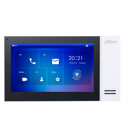 DAHUA KTP01L(S) - Kit de Videoportero IP con Frente de Calle Metálico Antivandálico  y cámara de 2MP. Incluye monitor táctil de 7", ranura SD, control de puerta, E/S de alarmas, y switch PoE de 6 puertos, 36W. Ideal para seguridad avanzada/