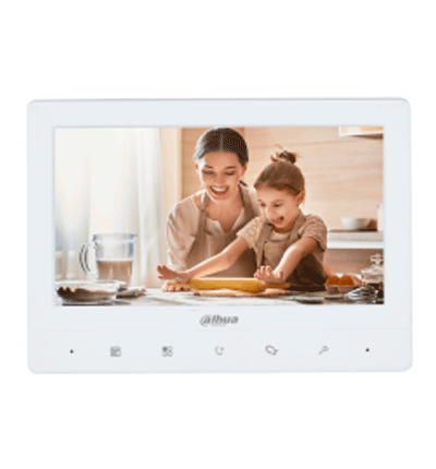 DAHUA KTA02M - Kit de videoportero analógico con frente de calle metálico y cámara de 1.3 MP, DWDR e IR automático. Incluye monitor TFT de 7", entrada y salida de audio, y soporte para botón de salida. Ideal para seguridad y comodidad/