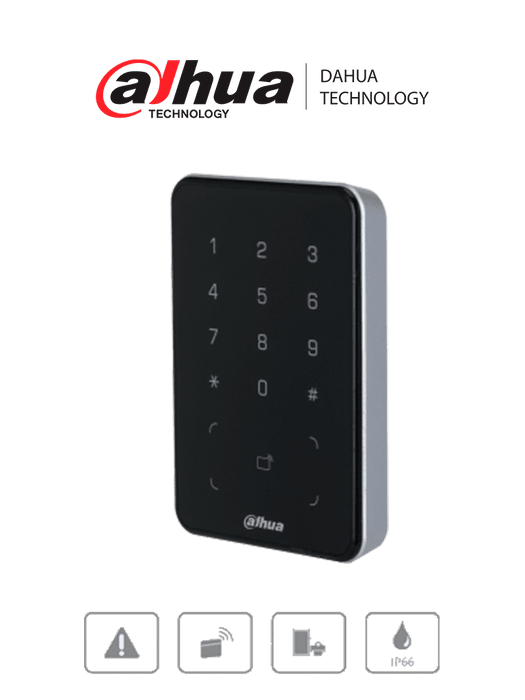 DAHUA DHI-ASR2101A-ME  - Lectora con Tecnologia Dual con Teclado para Panel de Control de Acceso/ Soporta Tarjetas ID y Mifare/ Soporta Passwords/ Wiegand y RS-485/ Soporta Uso Exterior/
