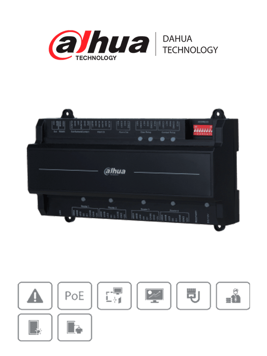 DAHUA ASC2202B-D - Panel de Control de Acceso de 2 Puertas y 4 Lectoras/ TCP/IP/ Wiegand/ 100,000 Usuarios, 3,000 Huellas y 500,000 Registros/ Soporta Interlock, Anti-passback, Desbloqueo Remoto/ Funcion WatchDog