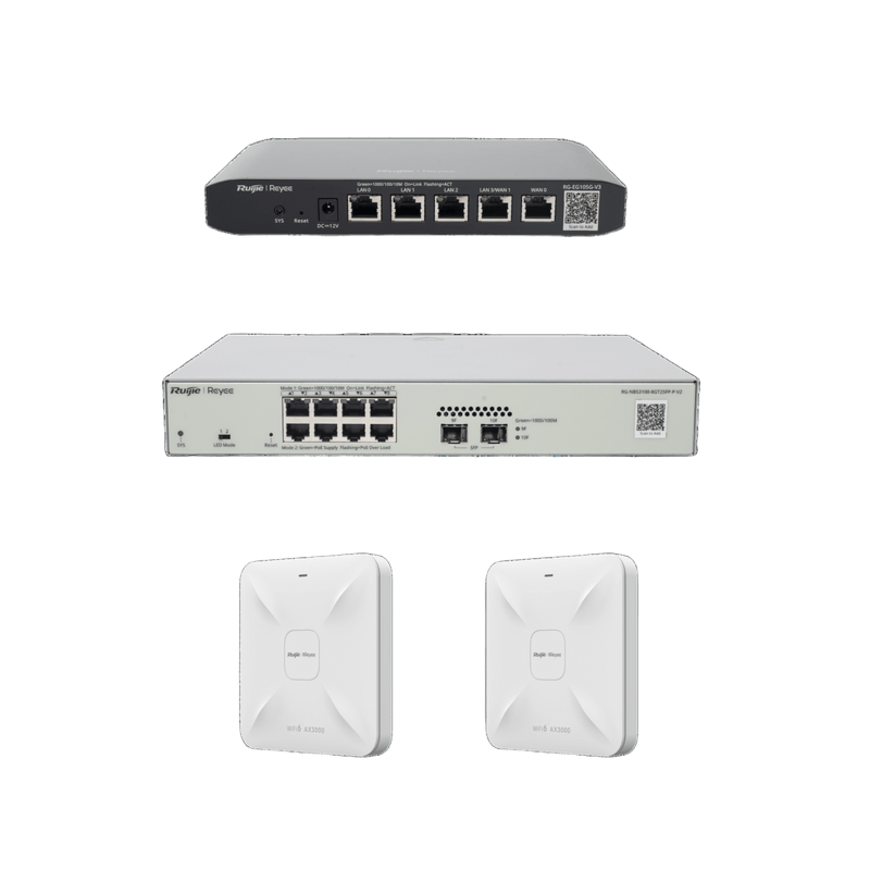RG-KIT-OH-100 Solución Completa de Red para hasta 100 Clientes y hasta 2 servicios de Internet., Ideal para Iniciar un Proyecto de Hotelería u Oficina