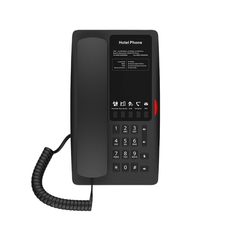 H4WB Teléfono IP WI-FI para Hotelería, Puerto USB-A para carga, 5 teclas programables para servicio rápido (Hotline), plantilla personalizable con PoE