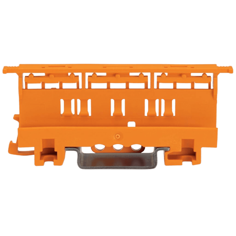Portador de Montaje de la Serie 221 / 4 mm² / Montaje en Riel DIN-35 y Montaje con Tornillos / Color Naranja / Material PA66 / UL94 V0