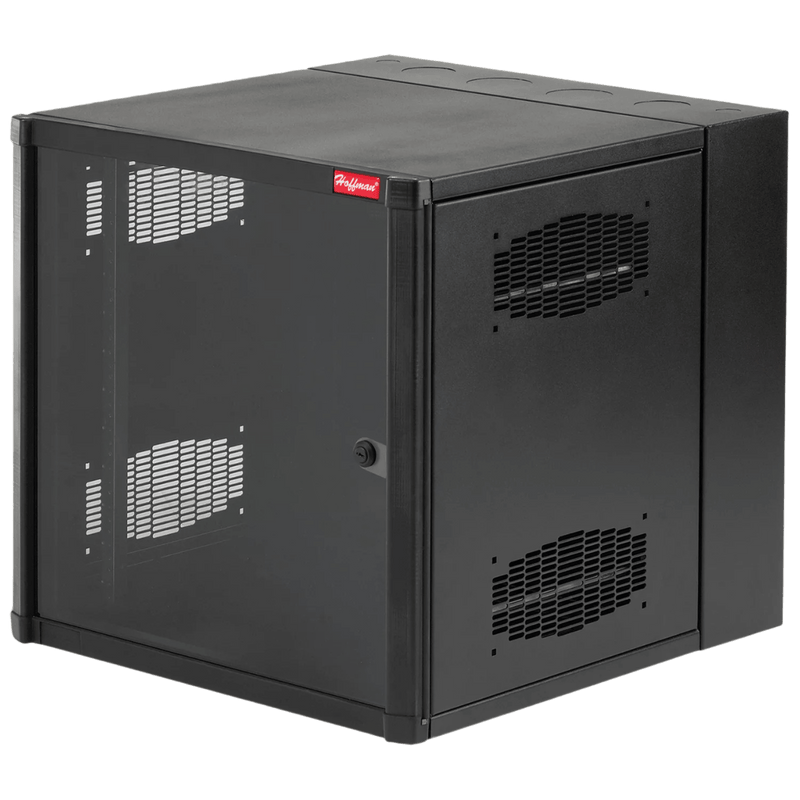 Gabinete AccessPlus de Montaje en Pared de 19in, Rieles Numerados y Roscados #10-32, Puerta con Ventana de Seguridad, 600 mm de Ancho, 762 mm de Profundidad, 12 UR, Color Negro