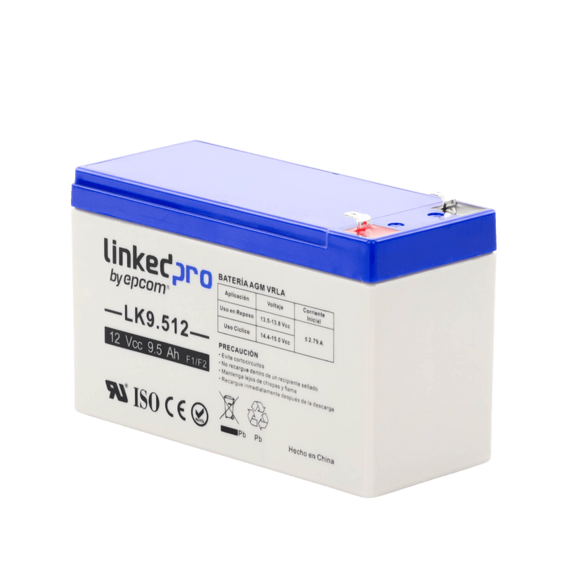 LK9.512 Batería 12 V / 9.5 Ah / UL / Tecnología AGM / Vida útil promedio 5 años / Para uso en equipo electrónico, Alarmas de Intrusión / Incendio/ Control de acceso / Video Vigilancia / Terminales F1 ( Incluye adaptador F