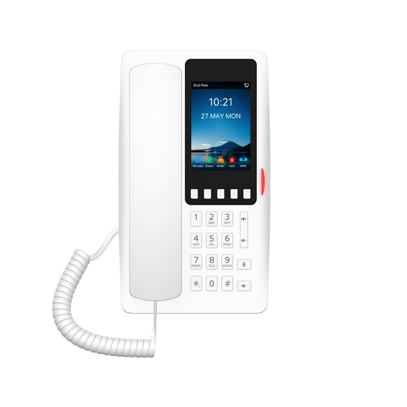 Teléfono IP Wi-Fi Hotelero con PoE, Puerto USB de Carga y Pantalla LCD de 3.5