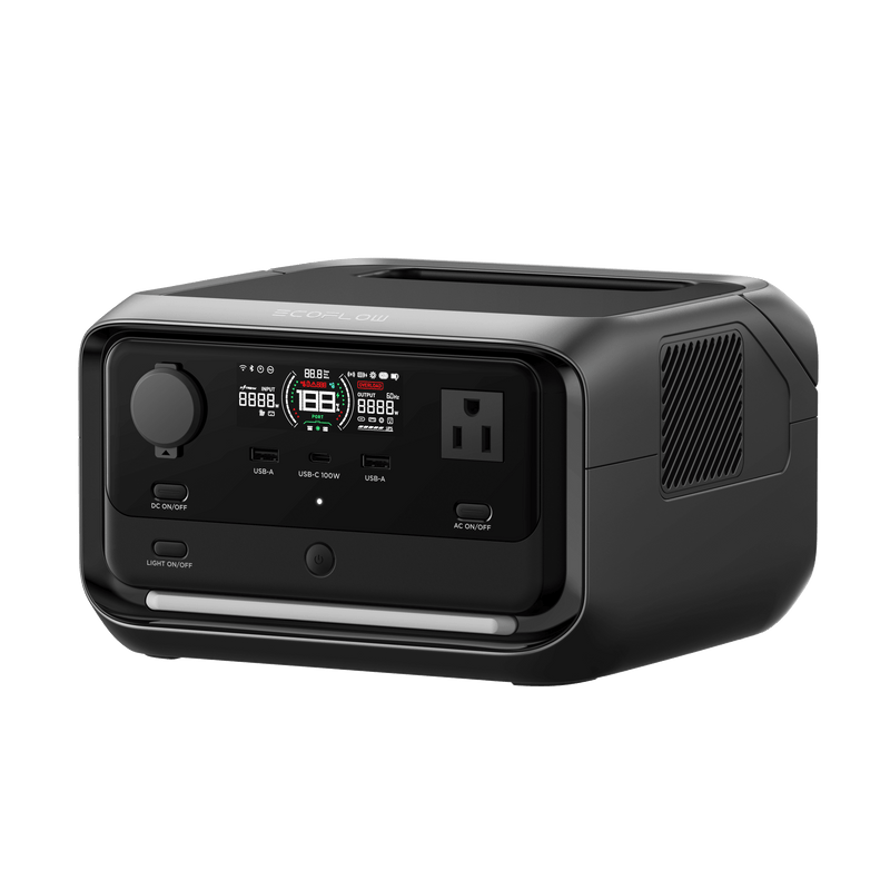 EFR3PL EcoFlow River 3 Plus | Estación de Energía Portátil 286Wh Litio LFP / 4 AC 800W (Max. 1600W) / 1 USB-C 100W / 3 USB -A 12W / Cargador de Coche 10A, 126W Max. / Conectividad WiFi y Bluetooth (App) / Carga Solar 220W Max.