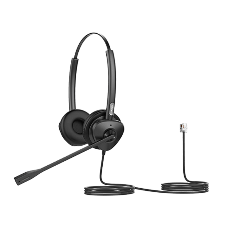 HT302 Diadema Binaural con Audio HD y Brazo Ajustable de 260°, Conexión RJ9 y Sonido de Alta Definición
