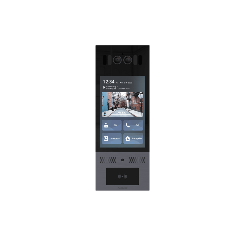 X915SKIT Frente de Calle Antivandálico IK10 / Incluye montaje / Administración 100% en la Nube / Notificación a APP / Llamada Telefónica / ANDROID / SIP / ONVIF /Reconocimiento Facial / QR y PIN para Visitas / IP66 / Bluetooth / NFC