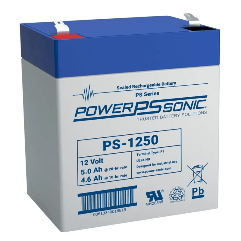PS-1250-F1 Batería 12V, 5.0AH, Para Respaldo, Tecnologías AGM/VRLA, 5 Años Vida Útil, Terminales F1, Reconocida UL