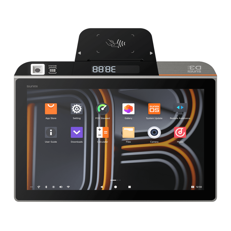 Terminal de Escritorio Inteligente SUNMI D3 MINI / Procesador Qualcomm Hexa-Core 2.4 GHz / 3 GB RAM + 32 GB ROM / Pantalla Principal 10.1 IPS / Impresora Térmica Integrada 58 mm / Android 13 / Bluetooth 5.0 / Wi-Fi Dual Band / Batería