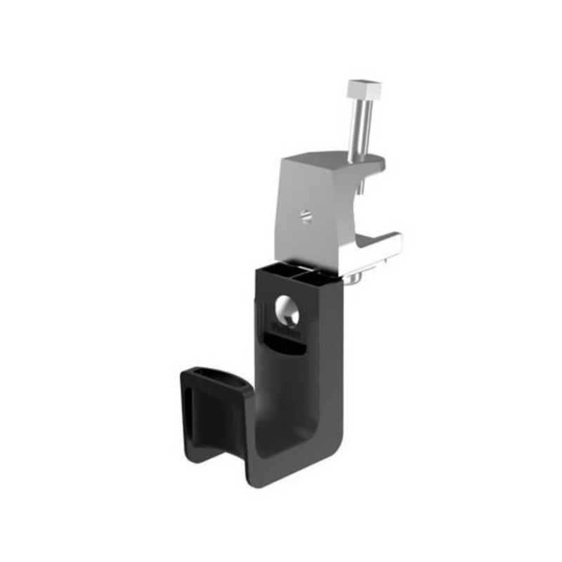 Sujetador STRONGHOLD tipo J (J-Hook), Con Abrazadera de Tornillo para Montaje, Hasta 8 Cables Cat6, Nylon 6.6, Color Negro, 1 pieza