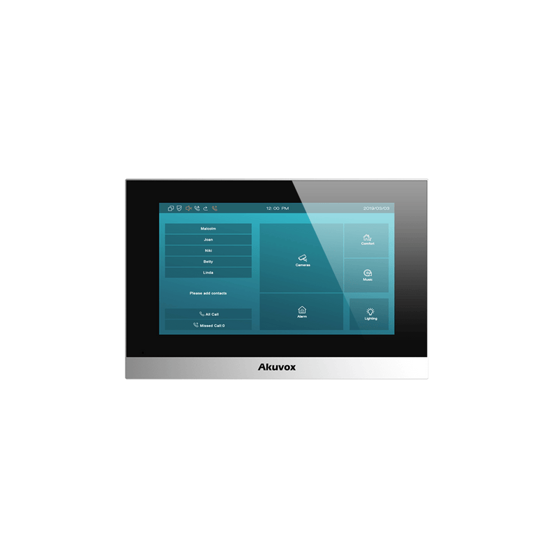 C313WB Monitor Color Negro Linux / Pantalla Touch de 7 Pulgadas / SIP / POE / WIFI / Compatible con Frentes de Calle Akuvox