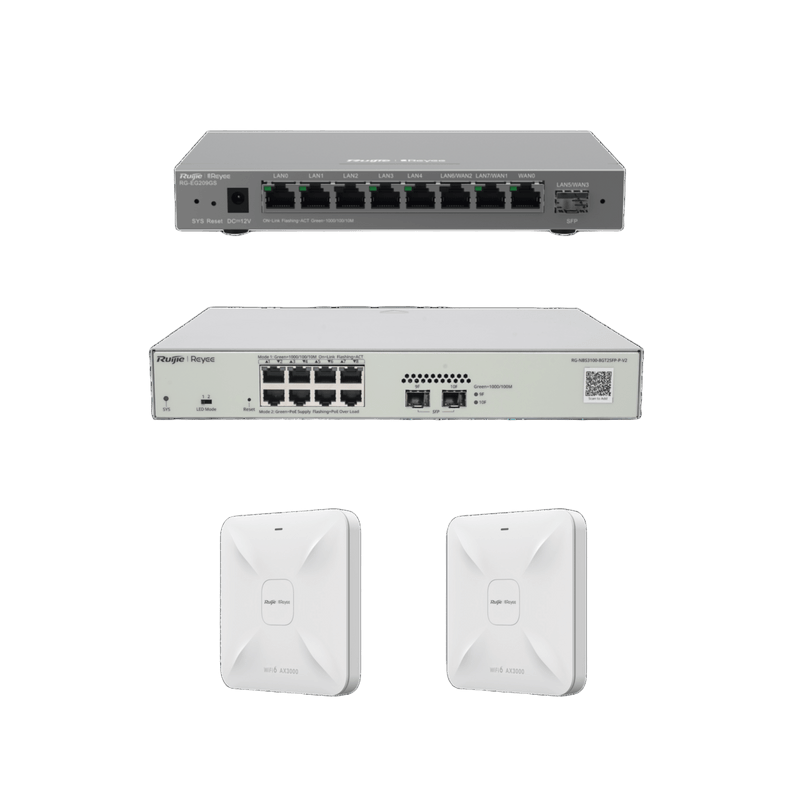 RG-KIT-OH-200 Solución Completa de Red para hasta 200 Clientes y hasta 4 servicios de Internet., Ideal para Iniciar un Proyecto de Hotelería u Oficina
