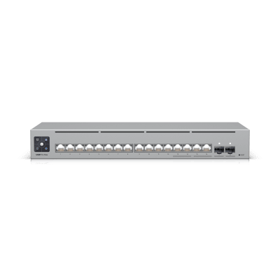 UniFi Switch Pro Max 16 con funciones Capa 3, 16 puertos EtherLight RGB / (4) puertos 2.5 GbE y (12) puertos GbE /(2) puertos SFP+ 10G /con pantalla táctil informativa - Toer
