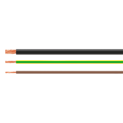 Cable Unipolar PVC H07V-K GreenYellow AWG14  / Cobre Estriado Fino Clase 5 / Tensión 450/750 V AC / Rango Temperatura -30°C a +80°C / Retardante a la Llama / Para Instalación Fija en Conduits