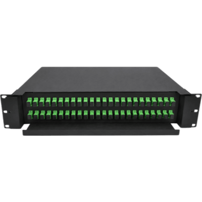 Distribuidor de Fibra Óptica (ODF) para 48 Empalmes, con 48 Acopladores SC/APC y 48 Pigtails SC/APC, para Rack de 19, 2 UR